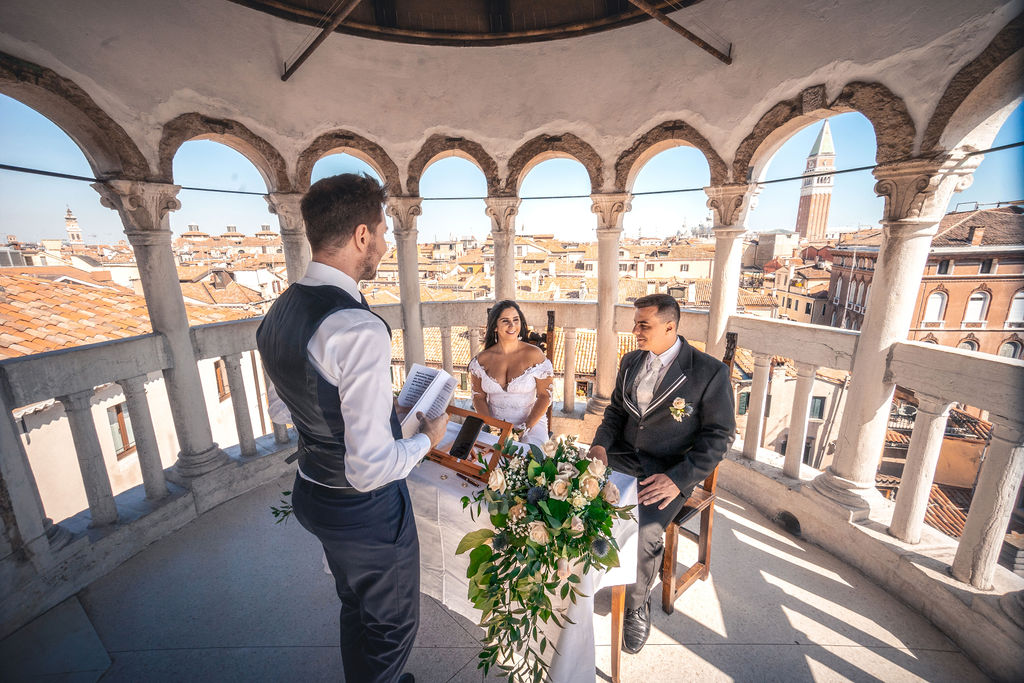 wedding ceremony in a monumental tower