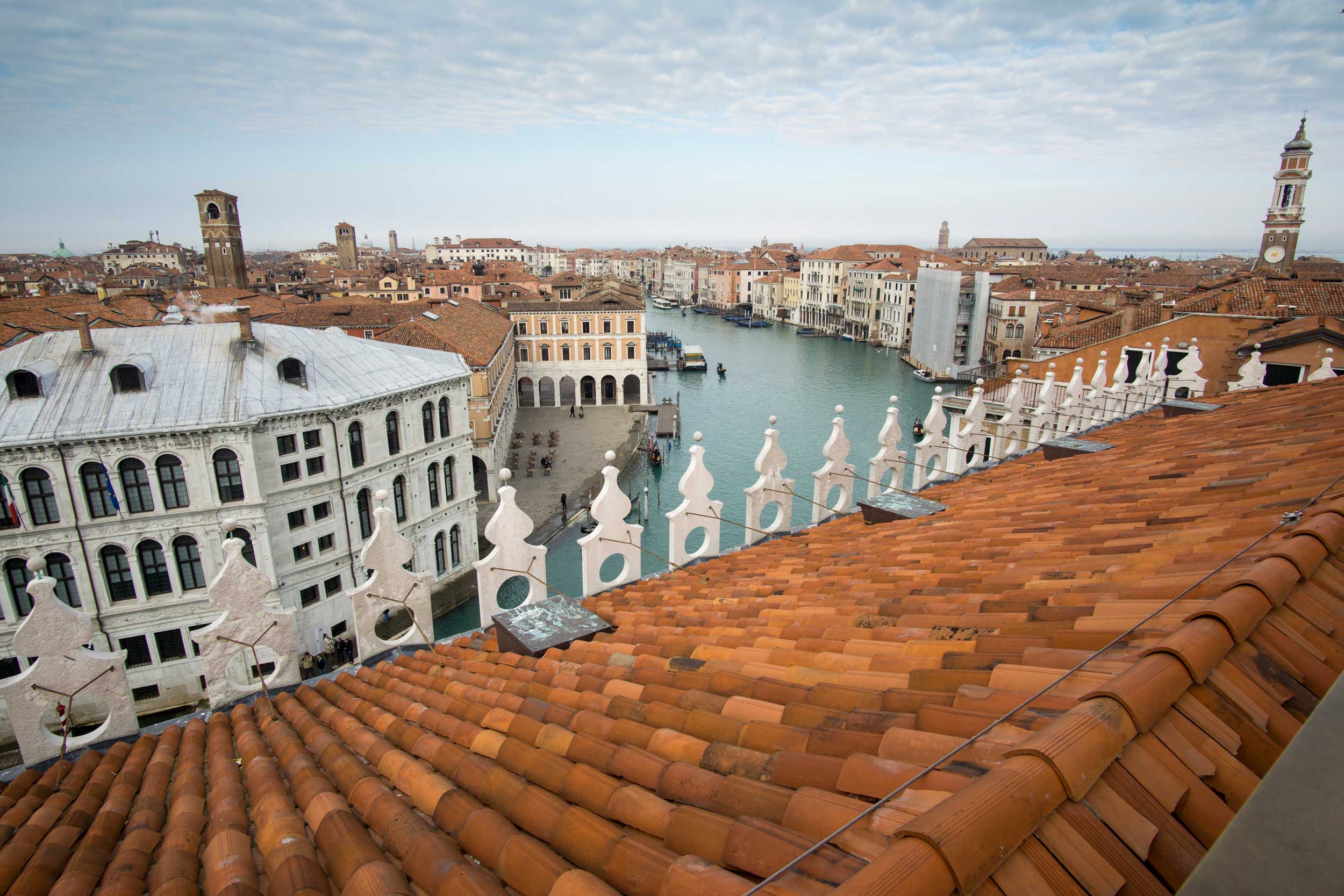 In a terrace overlooking the city